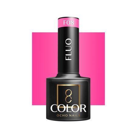 Gellak fluo F08 OCHO NAILS 5 g voor hybride manicure met intense kleur, langdurige glans en salon- en thuisgebruik