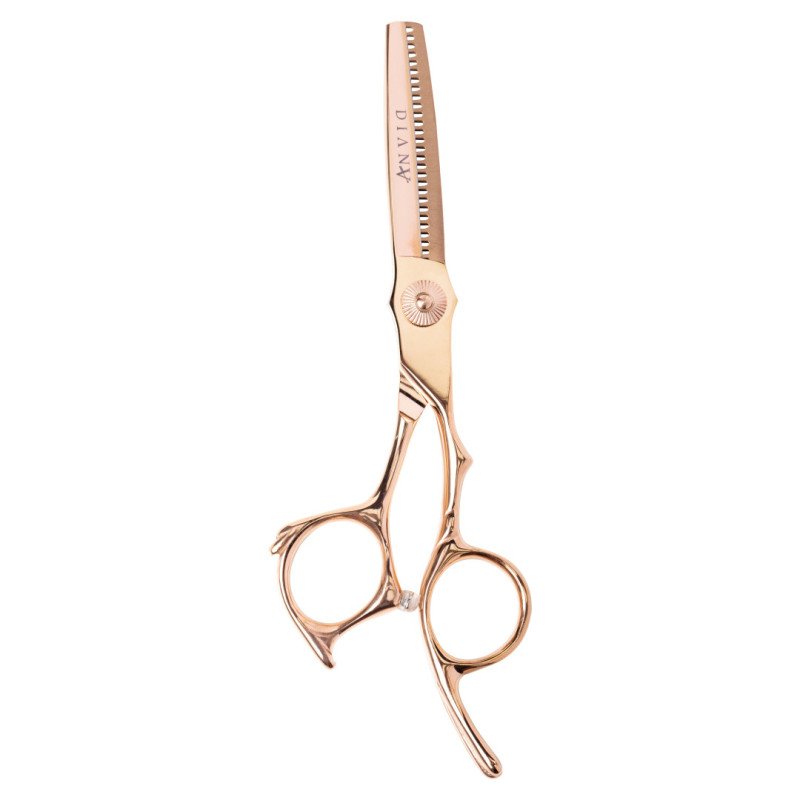 Professionele uitdunschaar Diana Rose Gold 5,5 inch van SUS 420C RVS met ergonomische grip voor kappers en salons