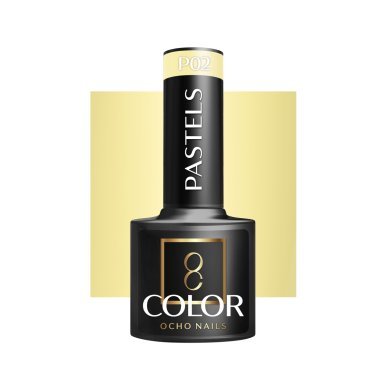 Gellak pastel P02 OCHO NAILS 5 g voor hybride manicure met intense kleur en langdurige glans, salon en thuisgebruik