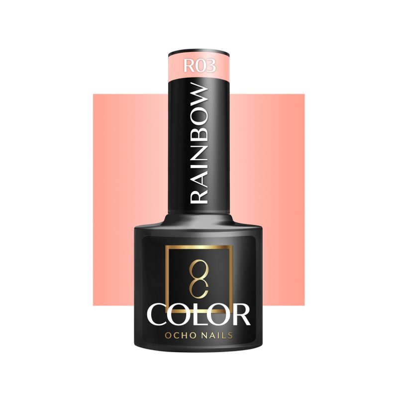 Gellak OCHO NAILS RAINBOW R03 5 g voor hybride manicure met intense kleur en langdurige glans in salon en thuis
