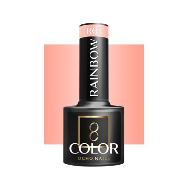 Gellak OCHO NAILS RAINBOW R03 5 g voor hybride manicure met intense kleur en langdurige glans in salon en thuis
