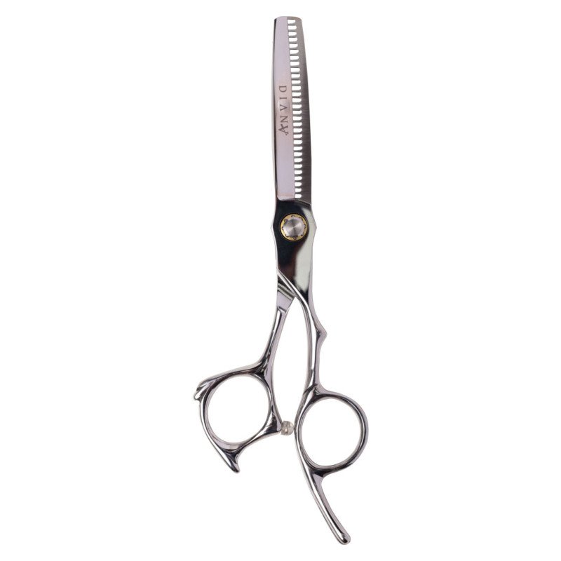 Professionele uitdunschaar Diana Silver 5,5 inch van SUS 420C RVS met zilveren coating en precisiesnede voor kappers Professionele uitdunschaar Diana Silver 5,5 inch van SUS 420C RVS met zilveren coating en precisiesnede voor kappers