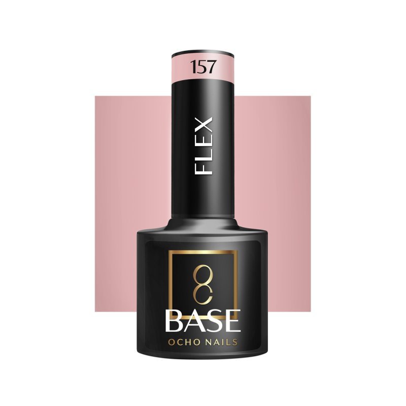Hybride rubber base Flex Base 157 OCHO NAILS voor dunne en broze nagels, egalisatie en verlenging tot 10 mm, 5 g