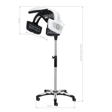 Staande infrazon Gabbiano Y-707 wit voor professionele kappersbehandelingen met vijf programma’s en LCD-display in de salon