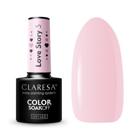Hybride nagellak Claresa Love Story 3 5 g voor manicure met elegante dekking en glans voor salon en thuisgebruik