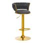 Professionele barkruk 4Rico QS-B313a grijs fluweel voor beauty salons, studio's en behandelruimtes met verstelbare hoogte
