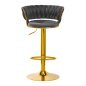Professionele barkruk 4Rico QS-B313a grijs fluweel voor beauty salons, studio's en behandelruimtes met verstelbare hoogte