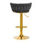 Professionele barkruk 4Rico QS-B313a grijs fluweel voor beauty salons, studio's en behandelruimtes met verstelbare hoogte