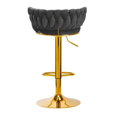 Professionele barkruk 4Rico QS-B313a grijs fluweel voor beauty salons, studio's en behandelruimtes met verstelbare hoogte