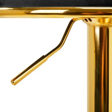 Professionele barkruk 4Rico QS-B313a zwart fluweel met verstelbare hoogte, rugleuning en voetensteun voor salonwerk