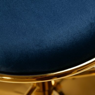 Barkruk 4Rico QS-B313a marineblauw fluweel voor professionele salons met verstelbare zithoogte en comfortabel werkgebruik