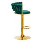 Barkruk 4Rico QS-B313a groen fluweel voor professioneel salon- en studiogebruik met comfortabele zitting en verstelbare hoogte Barkruk 4Rico QS-B313a groen fluweel voor professioneel salon- en studiogebruik met comfortabele zitting en verstelbare hoogte