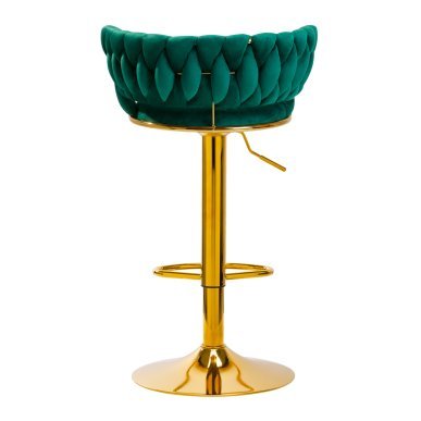Barkruk 4Rico QS-B313a groen fluweel voor professioneel salon- en studiogebruik met comfortabele zitting en verstelbare hoogte