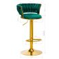 Barkruk 4Rico QS-B313a groen fluweel voor professioneel salon- en studiogebruik met comfortabele zitting en verstelbare hoogte Barkruk 4Rico QS-B313a groen fluweel voor professioneel salon- en studiogebruik met comfortabele zitting en verstelbare hoogte