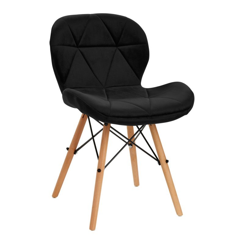 Cosmetische stoel 4Rico QS-186 zwart fluweel voor professionele salons, studio's en behandelruimtes met comfortabele zithouding