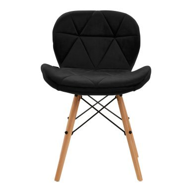 Cosmetische stoel 4Rico QS-186 zwart fluweel voor professionele salons, studio's en behandelruimtes met comfortabele zithouding
