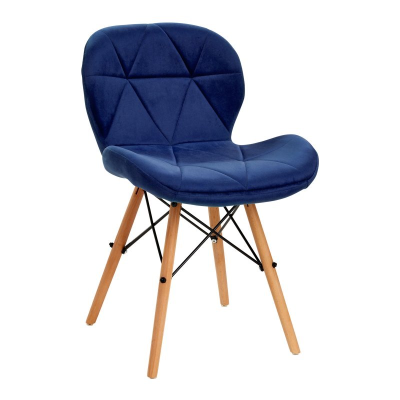 Cosmetische stoel 4Rico QS-186 marineblauw fluweel voor professionele salons met verstelbare hoogte en voetensteun