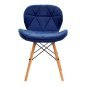 Cosmetische stoel 4Rico QS-186 marineblauw fluweel voor professionele salons met verstelbare hoogte en voetensteun
