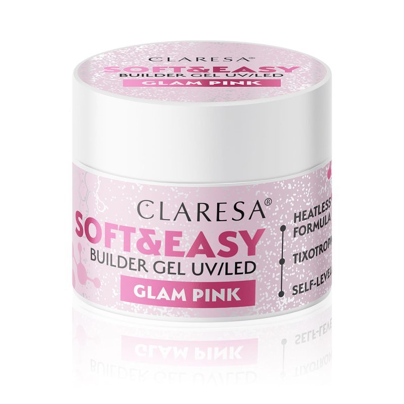 Bouwgel Claresa Soft&Easy Glam Pink 45 g voor versteviging, opbouw en verlenging van natuurlijke nagels in de salon