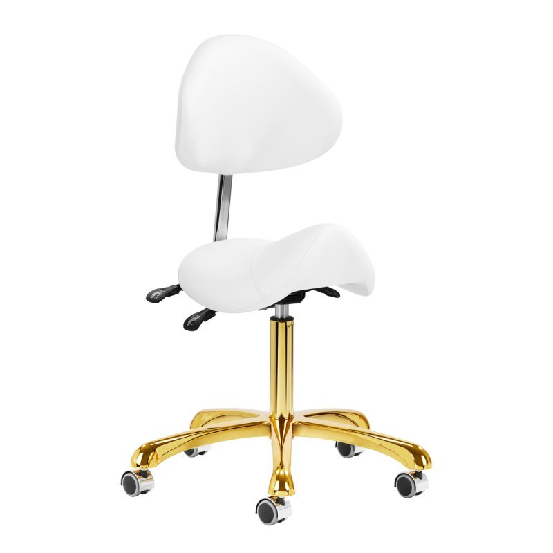 Cosmetische kruk Giovanni 1004 goud-wit, verstelbaar en comfortabel voor beauty salons en professionele behandelruimtes Cosmetische kruk Giovanni 1004 goud-wit, verstelbaar en comfortabel voor beauty salons en professionele behandelruimtes