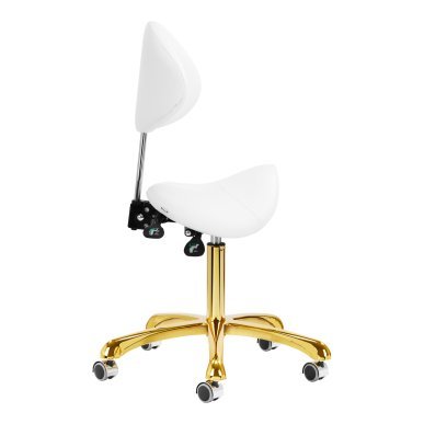 Cosmetische kruk Giovanni 1004 goud-wit, verstelbaar en comfortabel voor beauty salons en professionele behandelruimtes