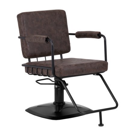 Kappersstoel Gabbiano Katania Loft Old Leather donkerbruin voor professioneel knippen, kleuren en stylen in de salon