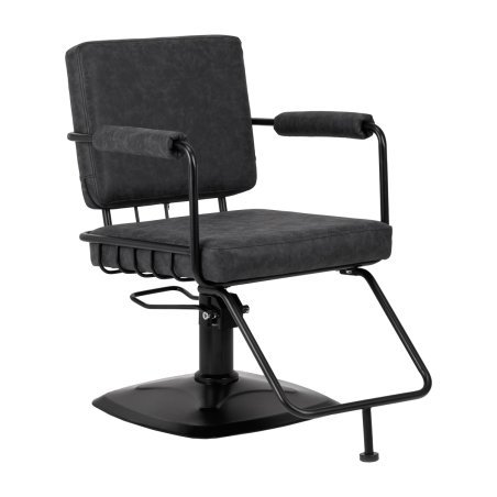 Professionele kappersstoel Gabbiano Katania Loft Old Leather zwart met hydraulische pomp voor salon en barbershop