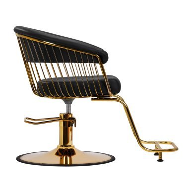 Professionele kappersstoel Hair System Lile goud-zwart met hydraulische verstelling voor de kapsalon en comfortabel klantgebruik