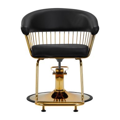 Professionele kappersstoel Hair System Lile goud-zwart met hydraulische verstelling voor de kapsalon en comfortabel klantgebruik