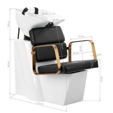 Professionele kapperswasunit Gabbiano Porto goud-zwart voor comfortabel wassen en haarverzorging in de professionele kapsalon