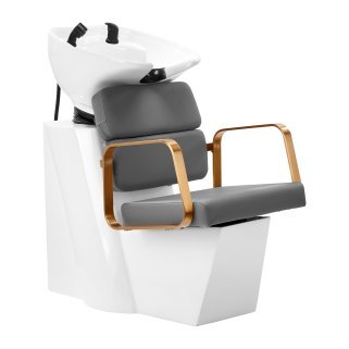 Professionele kapperswasunit Gabbiano Porto goud-grijs voor comfortabel haar wassen en verzorging in de kapsalon