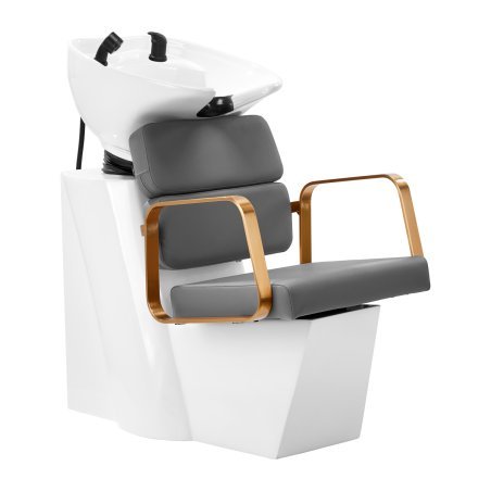 Professionele kapperswasunit Gabbiano Porto goud-grijs voor comfortabel haar wassen en verzorging in de kapsalon