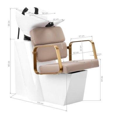 Professionele kapperswasunit Gabbiano Porto-GM beige voor wassen, kleuren en verzorgende behandelingen in de salon