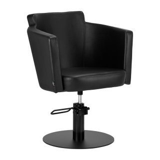 Professionele kappersstoel Gabbiano Roma zwart met hoogteverstelling en draaibare zitting voor knippen en stylen in de salon