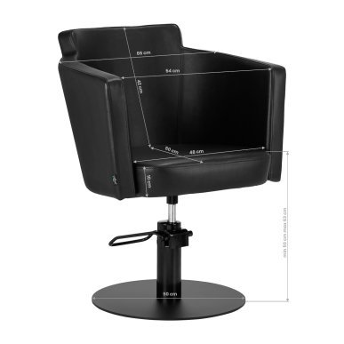 Professionele kappersstoel Gabbiano Roma zwart met hoogteverstelling en draaibare zitting voor knippen en stylen in de salon