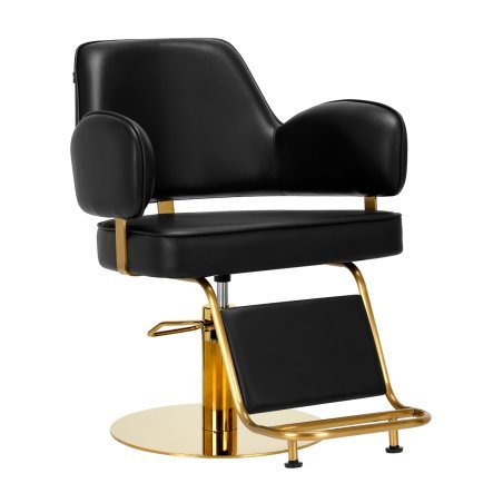 Professionele kappersstoel Gabbiano Linz NQ goud-zwart met hoogteverstelling, draaibare zitting voor professioneel salonwerk