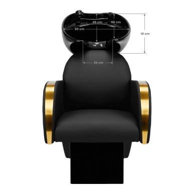 Professionele kapperswasunit Gabbiano Malaga goud-zwart voor wassen, kleuren en verzorging in salon en barbershop