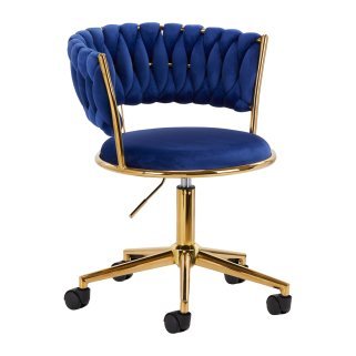 Professionele draaistoel 4Rico QS-GW01G donkerblauw met zithoogte 41-57 cm voor beautysalon, receptie en make-uphoek