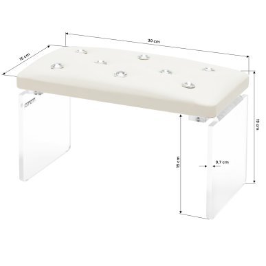 Manicure armsteun Momo Diamond ecru voor professioneel salonwerk, comfortabele handondersteuning en een verzorgde werkplek