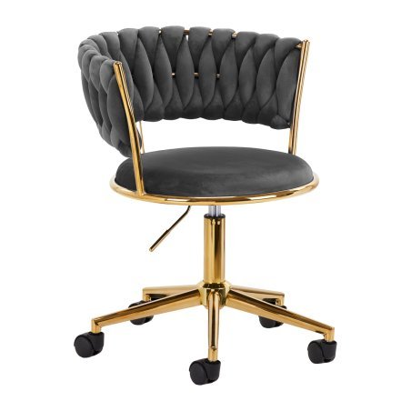 Draaistoel voor beautysalon 4Rico QS-GW01G grijs met verstelbare zithoogte voor beauty, make-up en receptie