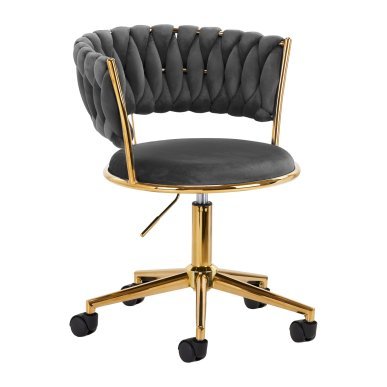 Draaistoel voor beautysalon 4Rico QS-GW01G grijs met verstelbare zithoogte voor beauty, make-up en receptie
