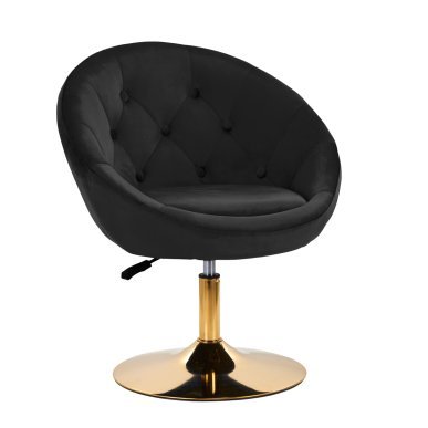 Draaistoel 4Rico QS-BL12G zwart voor beautysalon, receptie, make-up en manicure met verstelbare zithoogte 42-52 cm