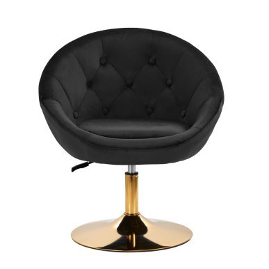 Draaistoel 4Rico QS-BL12G zwart voor beautysalon, receptie, make-up en manicure met verstelbare zithoogte 42-52 cm