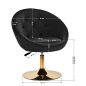 Draaistoel 4Rico QS-BL12G zwart voor beautysalon, receptie, make-up en manicure met verstelbare zithoogte 42-52 cm