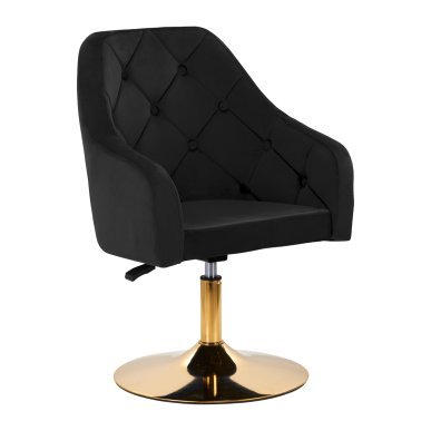 Draaistoel 4Rico QS-BL14G zwart voor beautysalon, receptie en make-uphoek voor professioneel dagelijks salonwerk