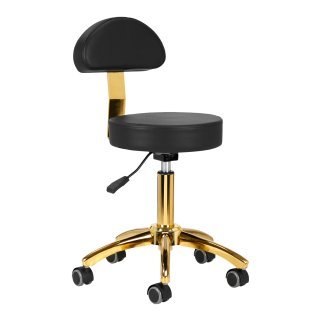Cosmetische werkkruk AM-304G zwart met comfortabele zitting voor schoonheidssalon, kapsalon en podologiepraktijk