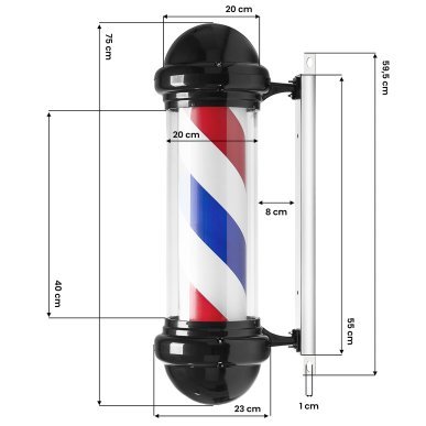Verlichte plafondlamp voor barbershop Gabbiano BB-02 zwart groot voor kapsalon en professionele saloninrichting