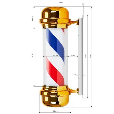 Verlichte barber plafondlamp BB-02 goud groot