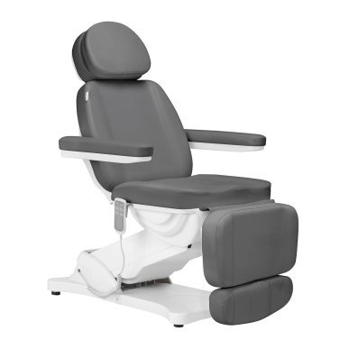 Elektrische behandelstoel SILLON Classic met 3 motoren, grijs, voor professionele beauty-, massage- en podologiepraktijken