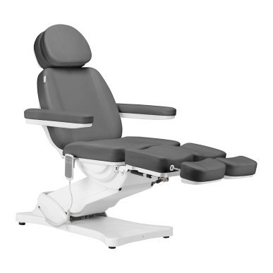 Elektrische behandelstoel SILLON Classic Pedi met 2 motoren, grijs, voor beauty, massage, pedicure en podologie